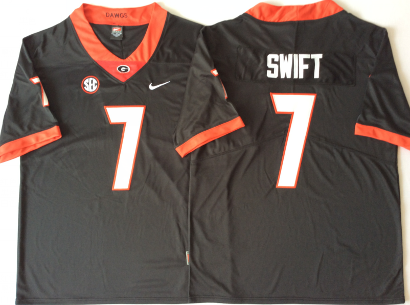 NCAA Men Georgia Bulldogs Black #7 SWIFT->ncaa teams->NCAA Jersey